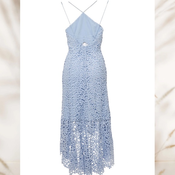 Amur Lara Dress Light Blue Eyelet Hi Low Midi Dress Size 6 - Picture 5 of 13
